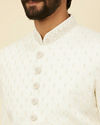 Warm White Imperial Jaal Self Patterned Sherwani Set image number 1